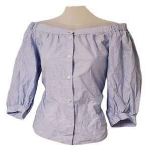 H&M off the shoulder striped button down blouse sz 2